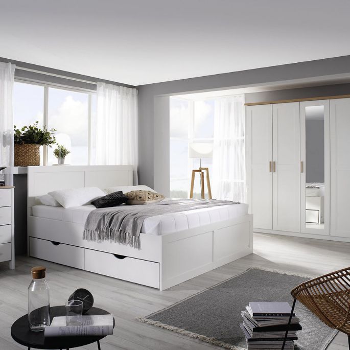 Chambre adulte scandinave chêne/blanc Fabrizio